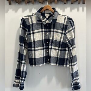 J. Crew Plaid Cropped Button Down Top Medium